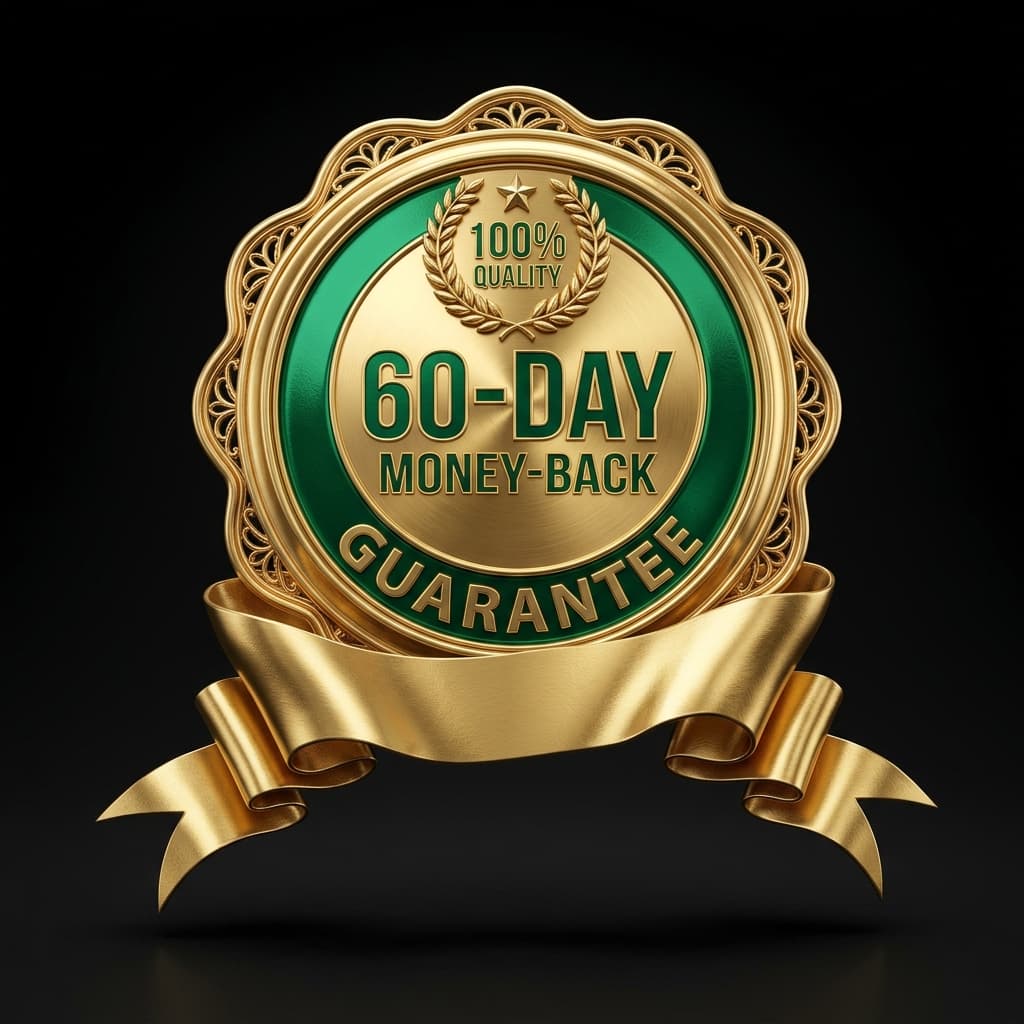 100% 60-Day Money-Back Guarantee Seal Badge